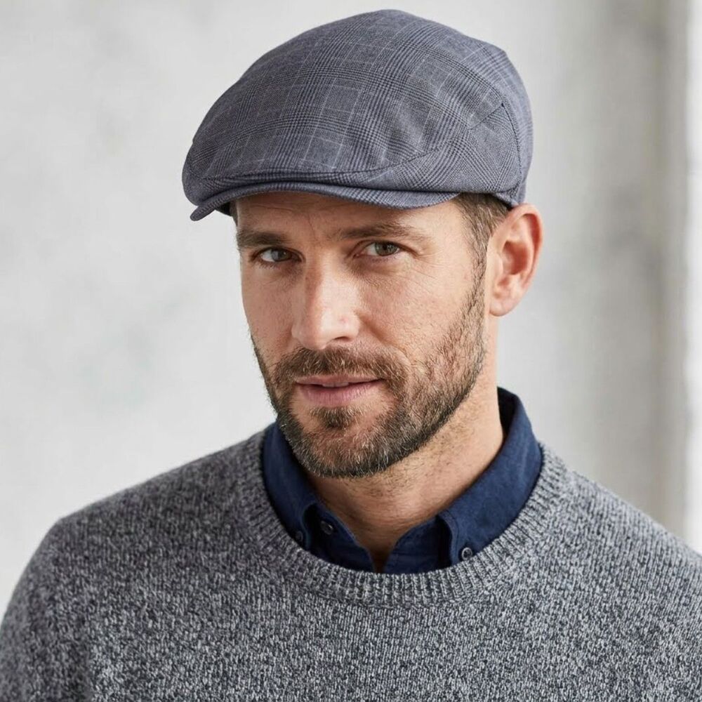 Stetson Men's Grey houndstooth Checkered Flat Cap Street Casual XL